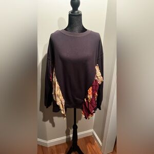 Free People Black Sweater with Multicolor Accents